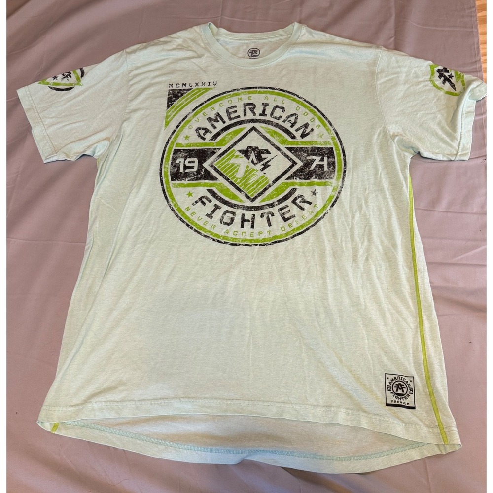 American Fighter Graphic T-Shirt Mens 4XL Mint Green Distressed MMA Tee